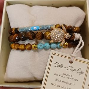 3 Arm Candy Eye Candy Los Angeles Luxe Stretch Bracelets 18K GOLD PLATED BRASS